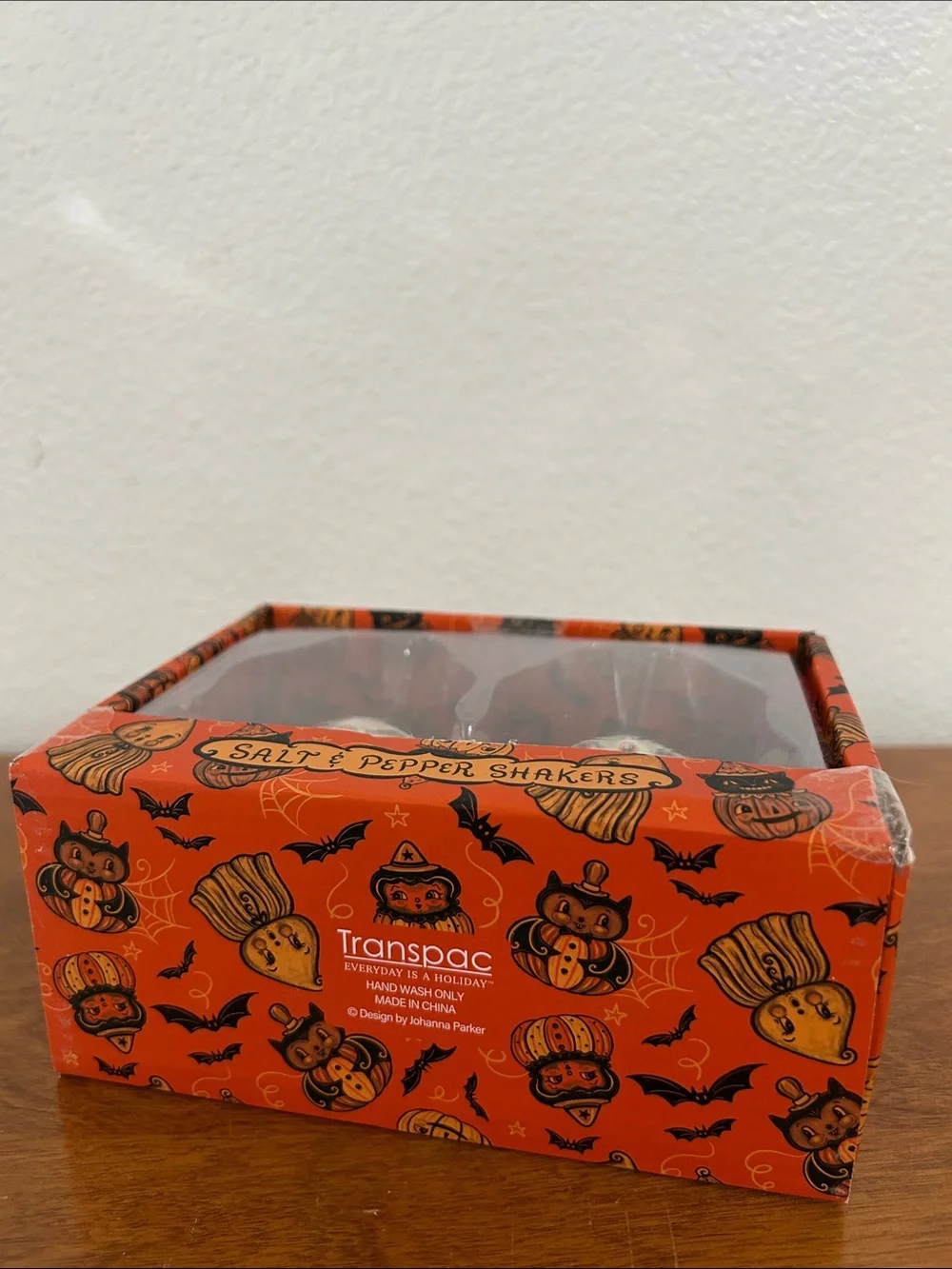 Johanna Parker Little Vampire Orange and Black Vampire Salt & Pepper Shakers